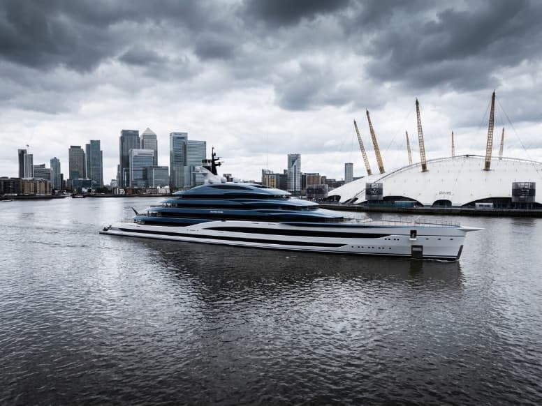 London docklands Lürssen superyacht Thames mooring